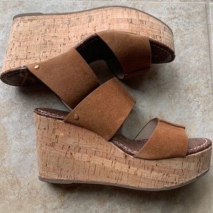 Camel wedge platform cork sandal